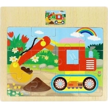 Hayal Sepeti Kepçe Resimli Ahşap Çocuk Puzzle 12 Parça 15X17 Cm