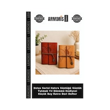 Delux Serisi Hatıra Günlüğü Günlük Tutmak Yıl Dönümü Hediyesi Küçük Boy Retro Deri Defter Çok Renkli