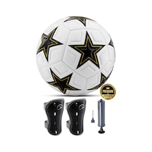 3lü Set Futbol Topu Tekmelik Şampiyonlar Ligi Pompalı Sert Zemin Halı Saha Futbol Topu New Black No5 Siyah