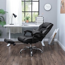 Ayak Uzatmalı Ofis Koltuğu, Bel Destekli, Suni Deri, Siyah 67 X 66 X 116 Cm Obg71b Diğer