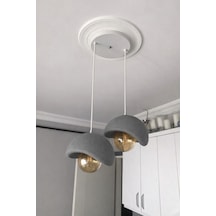 Beton Görünümlü Modern Şık İskandinav Tarz 2 Başlı Avize 25cm Ampul Dahil Değildir Nestvibe Beyaz