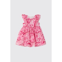 Panço Kız Bebek Çiçek Desenli Pembe Elbise 2611GB26033