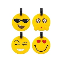 Fortunelane Bavul Etiketleri, Emoji Kimlik Etiketi Tutucu, Sırt Çantası İçin Pvc Etiket 4'lü Paket Sarı