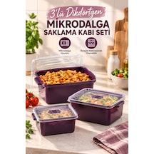 3 Lü Dikdörtgen Mikrodalga Saklama Kabı Seti