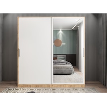 Star Sürgü Kapaklı Gizli Çekmeceli Dolap Gardırop Çam Beyaz 160 Cm