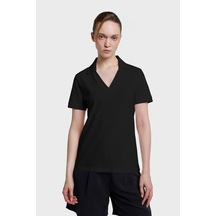 Lescon Kadın Kısa Kollu Polo Yaka T-shirt 26y-2108 Siyah
