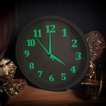 Fosforlu Gece Parlayan Beyaz Salon Mutfak Ofis Duvar Saati 22 Cm Beyaz