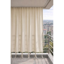Bej Balkon Perdesi Kornişli Bağcıklı Su Geçirmez Güneşlik Dış Mekan Dayanıklı Modern Balkon Brandası