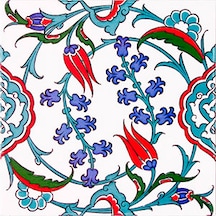Armada Çini 20x20 Cm Ac 5 İznik Dönence Çiçek Desenli Çini Karo