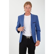Sposo G-168 Dar Kalıp Örme Kumaş İndigo Erkek Blazer Ceket İndigo Sposo G-168 Dar Kalıp Örme Kumaş İndigo Erkek Blazer Ceket İndigo