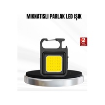 Tek Şarjlı Cob Led Anahtarlık Fener 4 Modlu, Manyetik Ve Katlanabilir Standlı Najmaddin ANTRASİT