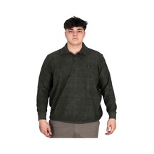 Mode Xl Büyük Beden Erkek Polo Yaka Sweatshirt Baskılı Selanik U24440 Haki Haki