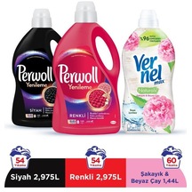 Perwoll Sıvı Çamaşır Deterjanı Siyah 2970 ML + Renkli 2970 ML + Vernel Max Şakayık 1440 ML