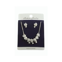 Çiçek Zirkon Taşlı Set Kolye Gümüş 28762713