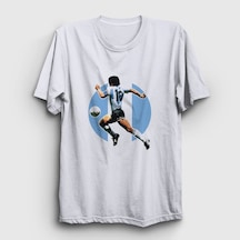 Presmono Unisex Futbol Run Maradona T-shirt Beyaz