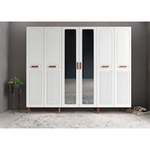 Letto Membran 6 Kapaklı Portmanto Montaj Dahil Ceviz Beyaz 210 Cm