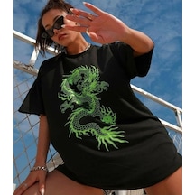 Kozia Outdoors Kozia Ejder Baskılı Oversize T-şhirt Siyah SIYAH