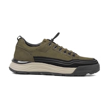 Erkek Haki Nubuk Siyah Süet Deri Sneaker