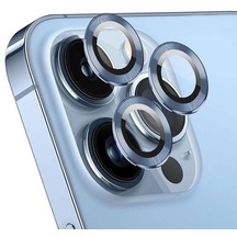 Ennar Apple Uyumlu iPhone 14 Pro 6.1'' Metal Çerçeveli Kamera Koruma Lensi Sierra Mavi Mavi