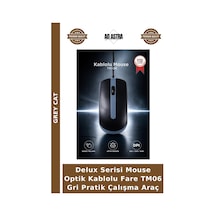 Delux Serisi Mouse Optik Kablolu Fare Tm06 Gri Pratik Çalışma Araç