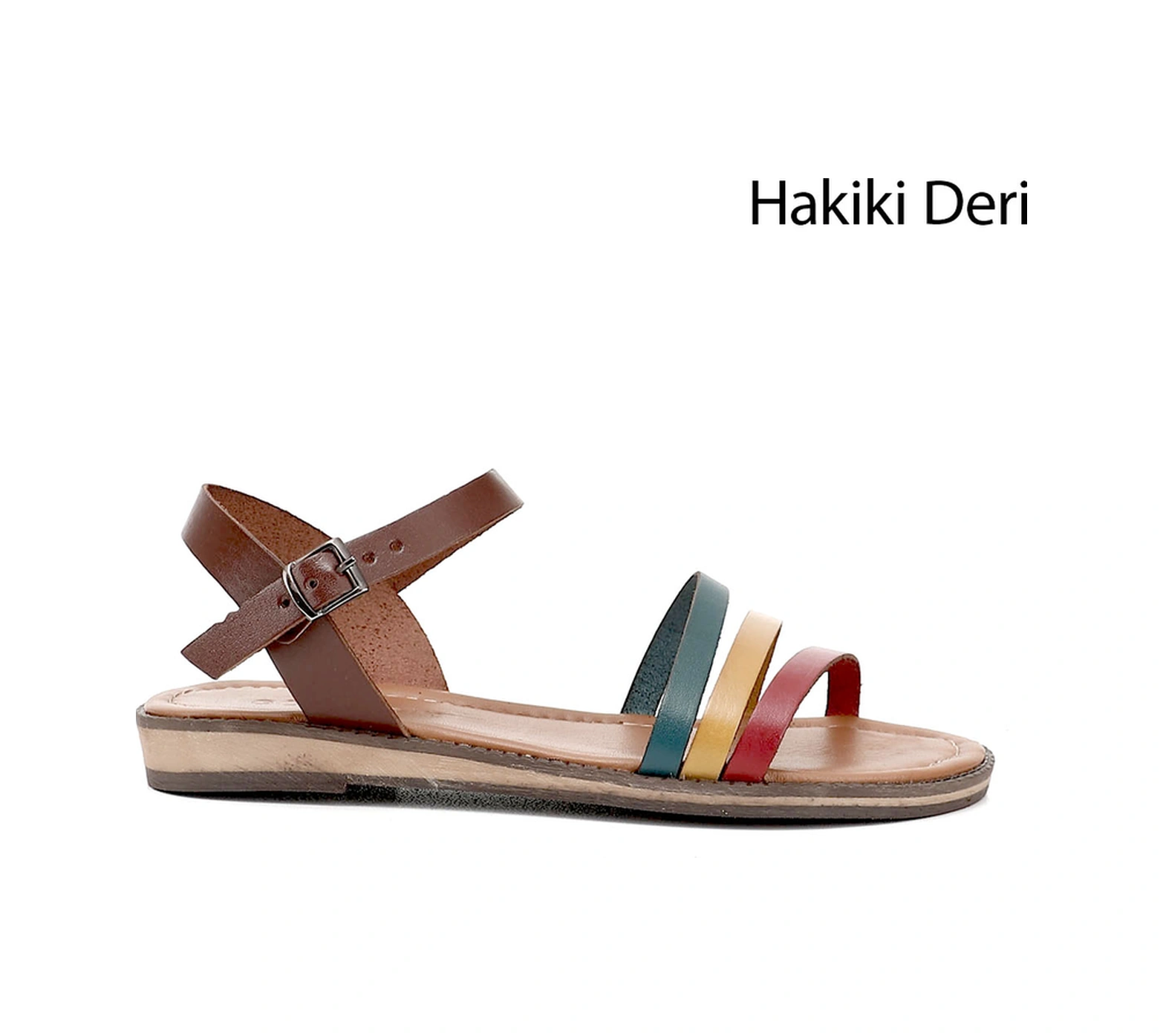 Gönderi(R) Gönderi R Kadın Kahveye Kırmızı Sarı Hakiki Deri Sandalet Dyza50445008 Kahve