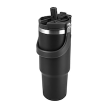 900 Ml Paslanmaz Çelik Pipetli Ve Kilit Kapaklı Kulplu Termos 6 Saat Sıcak/soğuk - Fc1180 Siyah Diğer