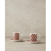 Modern Cube Bone Porselen 4 Parça 2 Kişilik Kahve Fincan Takımı T