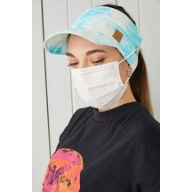 Yetişkin Genç Maske Takılabilir Tenis Yazlık Vizör Spor Şapka Yumuşak Pamuklu Penye - Tek Ebat / Batik Batik
