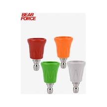 Robeve Bear Force 4 Lü Basınçlı Yıkama Nozul Seti 1/4 Quick Connect 0 15 25 40 Paslanmaz Çelik Basınçlı Yıkama Uçları Araç Yıkama Nozul Seti Nozzle Seti