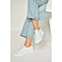 Fox Shoes Y555705103 Beyaz Hakiki Deri Comfort Ortopedik Taban Kadın Ayakkabı Beyaz