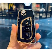 Toyota Corolla Auris Yaris Verso Avensis Aygo Hilüx Nano Anahtar Koruma Kılıfı Siyah Gold Altın Renk