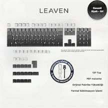 Mekanik Klavye -pbt Çift Baskı Keycap Seti- Çizgi Desenli 137 Tuşlu Siyah - Gri Tuş Takımı