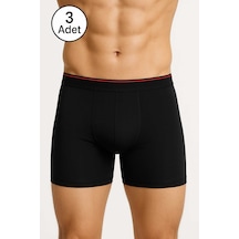 Sedef Yıldızı Siyah Likralı Erkek Boxer 3 Adet Siyah