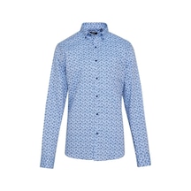 Hatemoğlu Mavi Desenli Modern Fit Pamuklu Gömlek Mavi Açık Mavi (529977204) Mavi - Açık Mavi