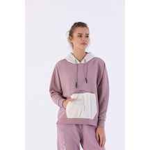 Maraton Sportswear Oversize Kadın Kapşonlu Uzun Kol Basic Koyu Lila Sweatshirt 20353-koyu Lila