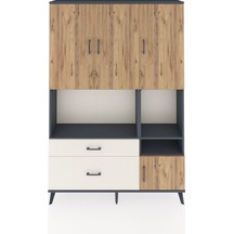 Arges Dolap 7 Raflı 2 Çekmeceli 4 Kapaklı 132x30x195 Antrasit... Antrasit