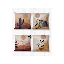 Soyut Gün Batımı Desenli-4 lü Kırlent Kılıf Seti -İki Tarafı