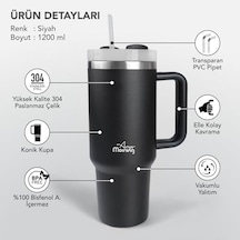Any Morning Vaha 1200 Ml Üç Kademe Çevirmeli Kapaklı Çift Katman Çelik Termos Mug Siyah Sı2440217 Açık Gri
