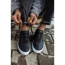 Pabucmarketi Erkek Günlük Ayakkabı Siyah (Beyaz Taban)
