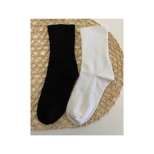 Worthy Socks 4'lü Erkek Siyah Beyaz Çizgisiz Pamuklu Kolej Tenis Çorap Siyah-beyaz