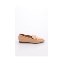 Dgn 5007-23y Kadin Burgu Tokali Loafer Nude Kırışık Rugan