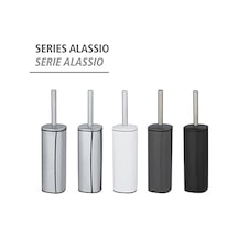 Alassio Tuvalet Fırçası Tutucusu, Beyaz, Metal, 39,2 X 9,3 X 9,3 Cm Açık Ahşap