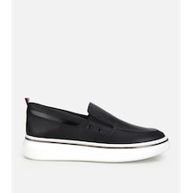 Hotiç Erkek Deri Siyah Metal Detaylı Günlük Loafer