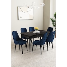 Mabel Siyah Mermer Desen 80x132 Açılabilir Yemek Odası Takımı 6 Adet Sandalye Lacivert Mabel Siyah Mermer Desen 80x132 Açılabilir Yemek Odası Takımı 6 Adet Sandalye Lacivert