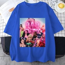 Flood Of Style Sıcak Nicki Minaj Müzik Albümü T Shirt Kadın Erkek Rap Hip Hop Streetwear Gevşek Saf Pamuk Kı Mavi