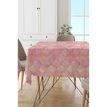 Pembe Fas Desen Dokuma Leke Tutmaz Masa Örtüsü Mso367n11
