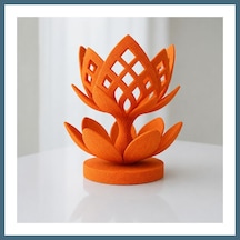 Bezos 3d Baskı Lotus Çiçeği Mumluk - Dekoratif Tealight Mumluk-turuncu Agc