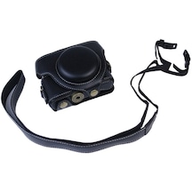 Cbtx Sony Rx100m7/rx100m6/rx100m5/rx100m4/rx100m3/rx100m2/rx100m1 Uyumlu Pu Deri Kamera Çantası, Omuz Kayışlı Vintage Kamera Kasası - Siyah