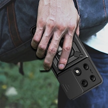 Rba Aksesuar Poco M6 Pro 4g Kılıf Magnetik Standlı Kamera Korumalı Rba Sürgülü Vega Kapak - Siyah Siyah