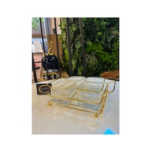 Ars Paşabahçe Elysia Yaldızlı Kare Kase, Metal Gold Standlı 4'lü Çerezlik, Sunumluk, Kahvaltılık